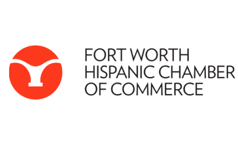 Fort Worth Hispanic Chamber of Commerce logo with a red circular emblem on the left.